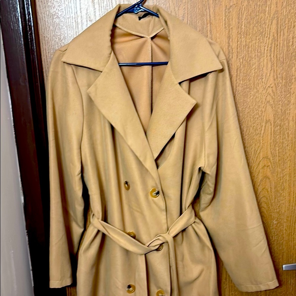 SHEIN Tan Trench Coat Classic Style